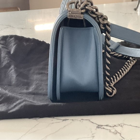 Chanel Steel Blue Horizontal Quilted Lambskin Shoulder Bag - Picture 5 of 12